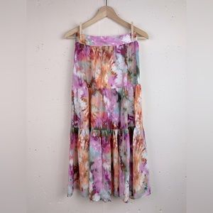 NEW! Kachel x Anthropologie Silk Tiered Boho Midi Skirt